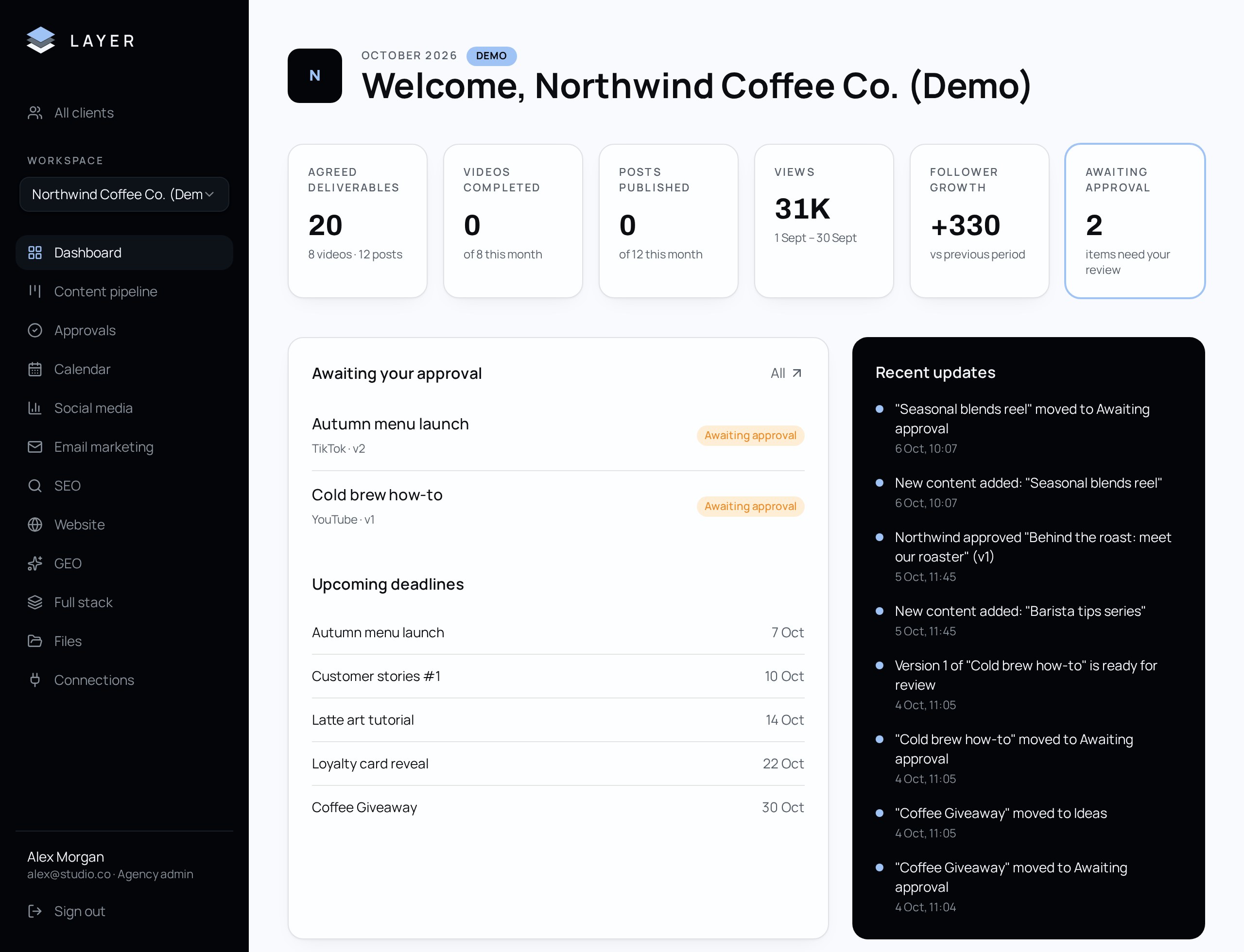 Layer client dashboard